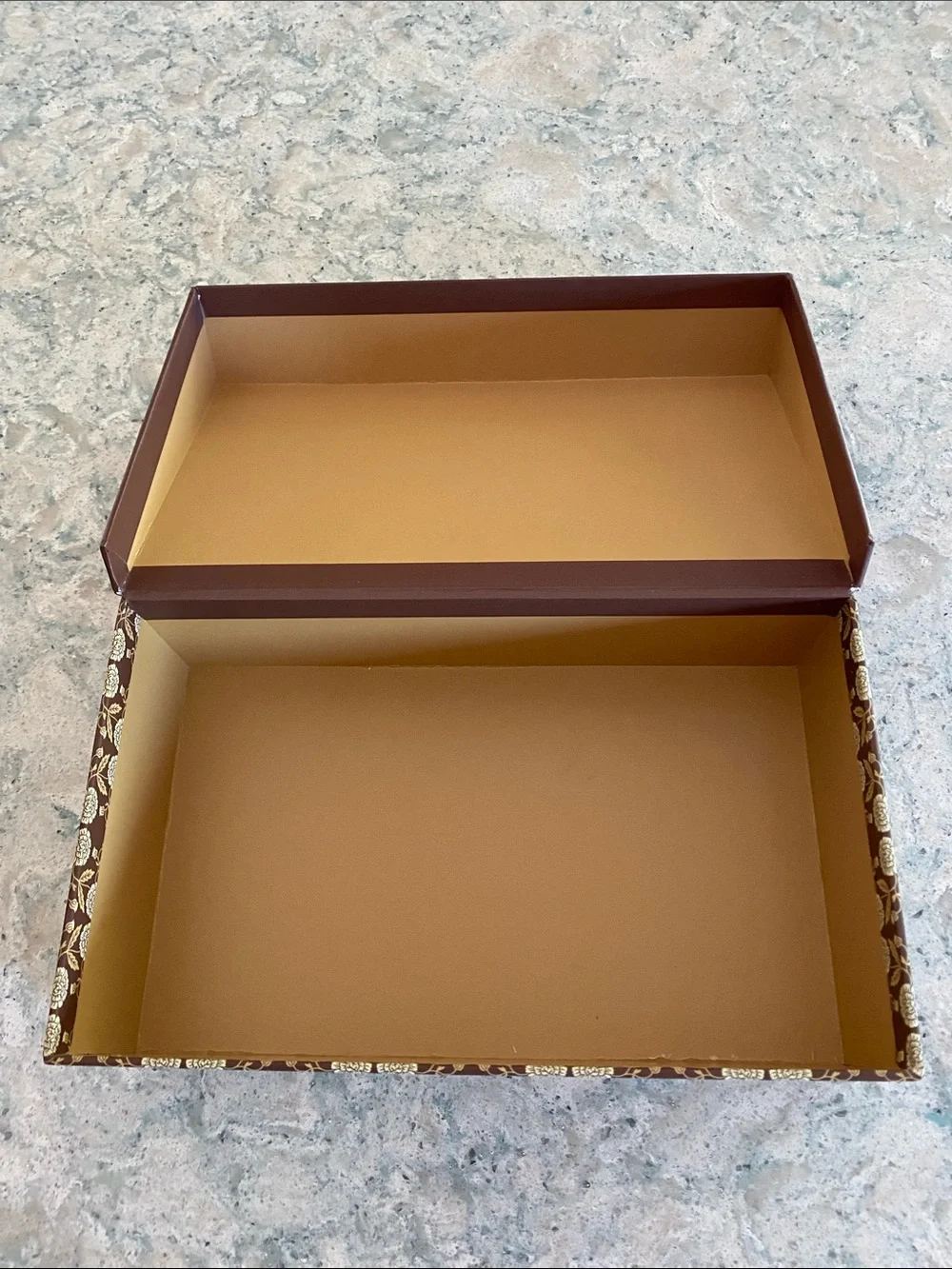 Decorative Brown Floral Storage Box - Home Organization